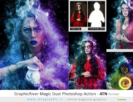 اکشن فتوشاپ افکت گرد و غبار جادویی گرافیک ریور - Graphicriver Magic Dust Photoshop Action 